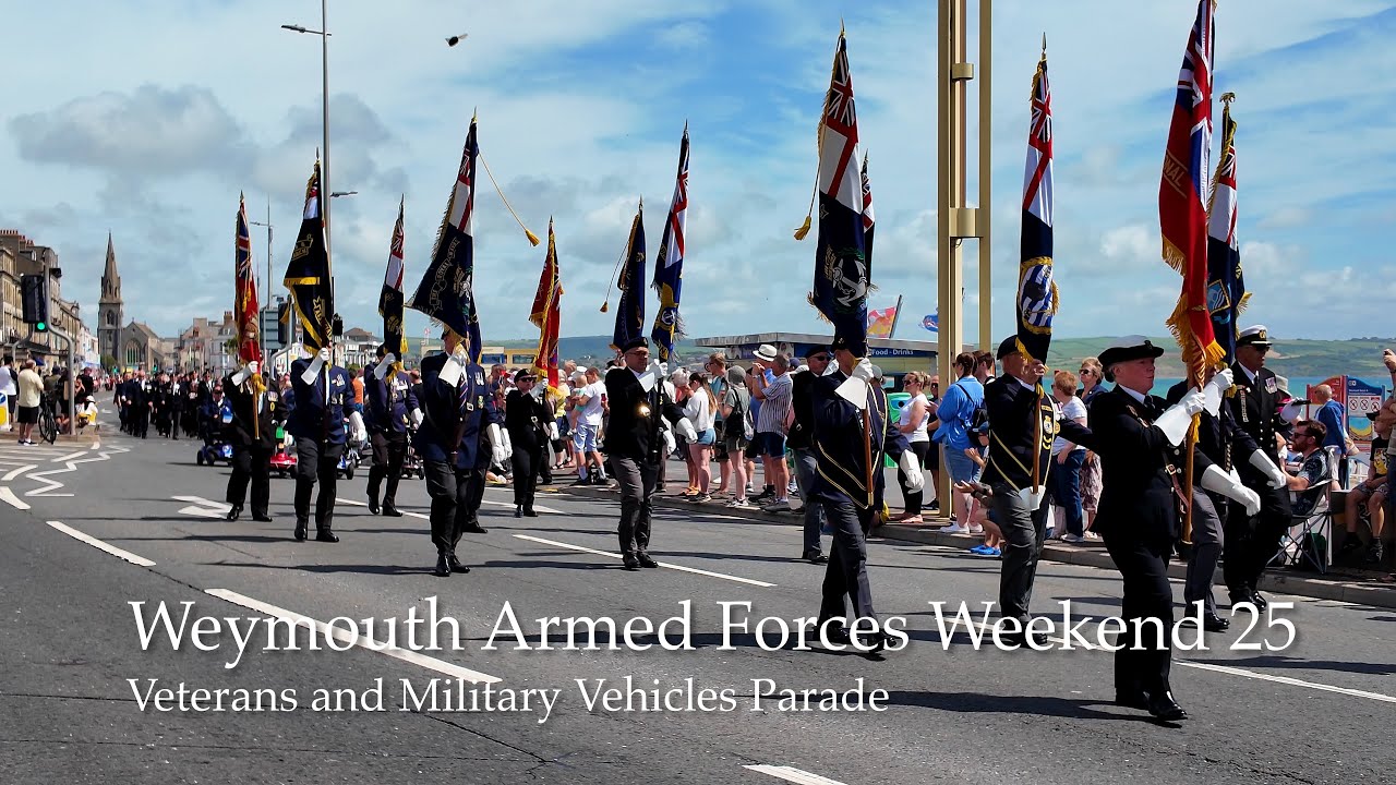 Weymouth Armed Forces Weekend 2025 - Veterans and Military Vehicles Parade On Weymouth Seafront