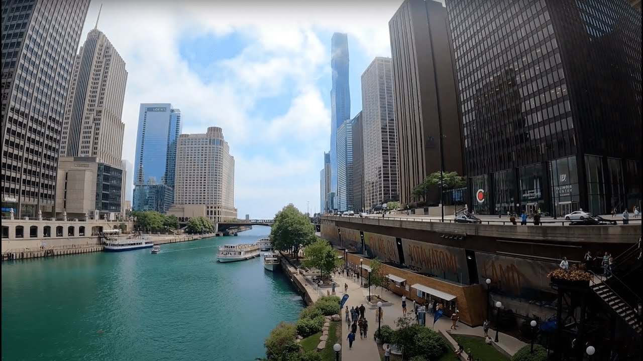 Riverwalk East Walking Tour 4k - Downtown Chicago - River East - Streeterville