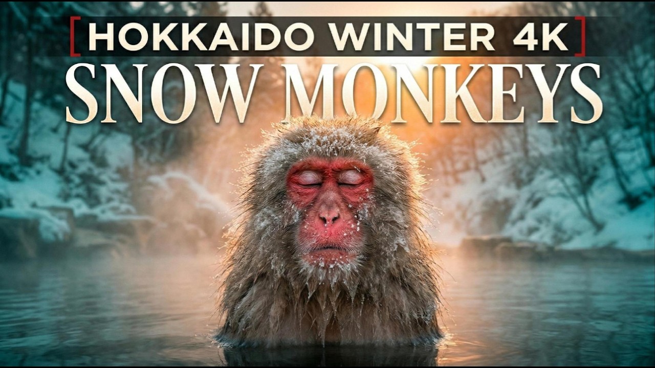 [Hokkaido Winter 4K] : Red-Crowned Cranes & Snow Monkeys | Relaxing Nature & Real Sounds