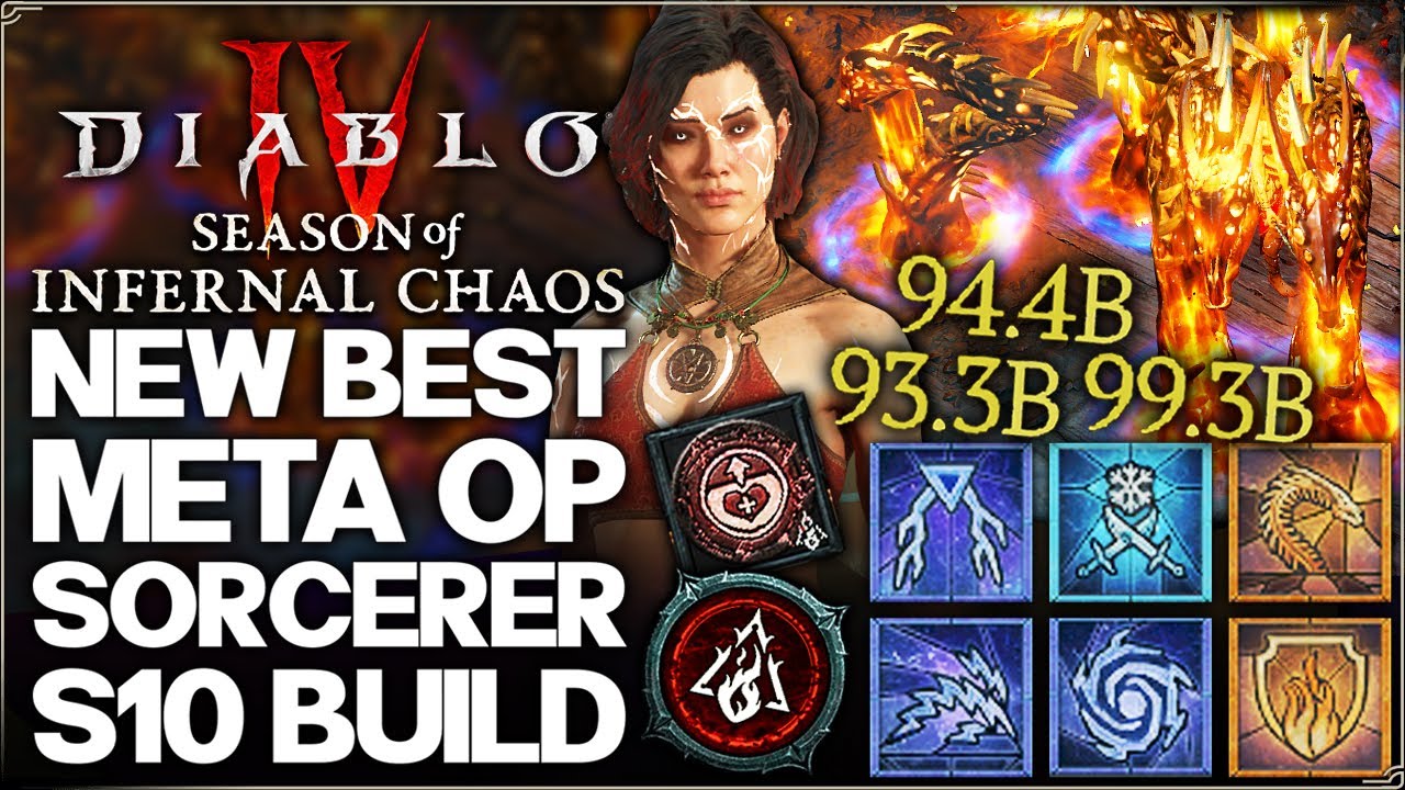 Diablo 4 - New Best OP TRILLION DAMAGE Sorcerer Build - Season 10 Meta Hydra Mana Shield Guide!