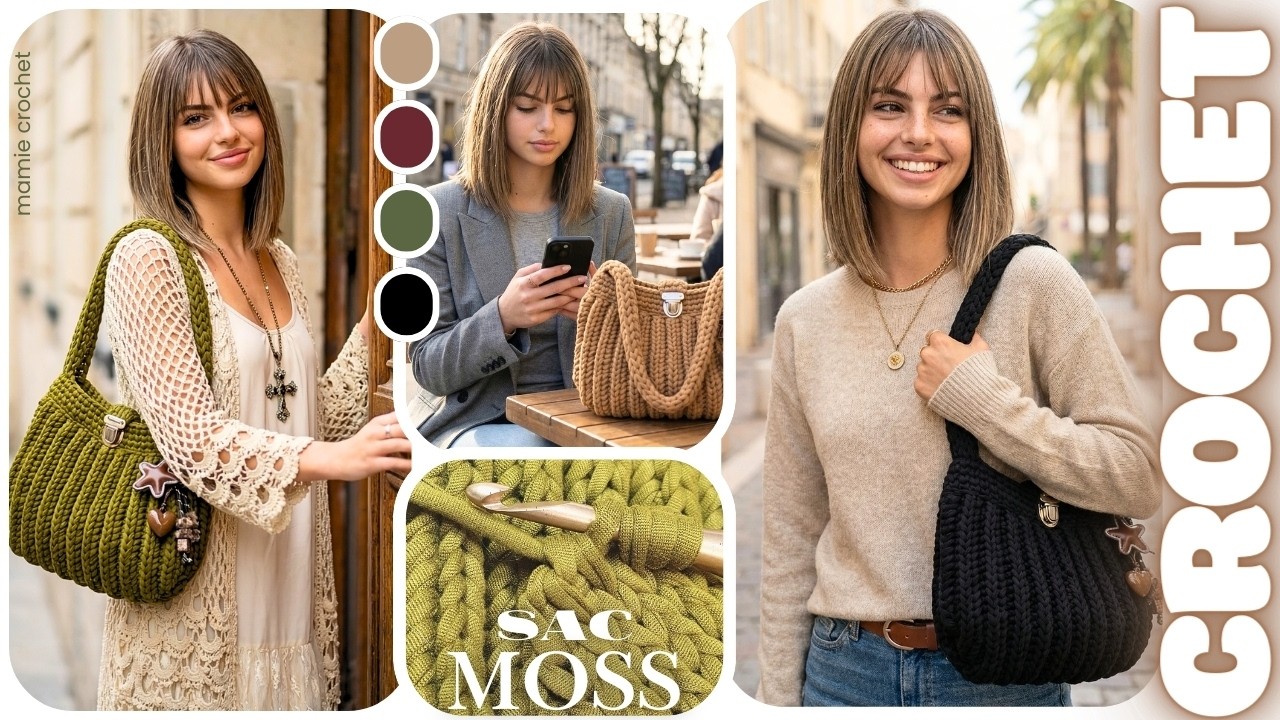 💖🌈 SAC MOSS, CROCHET SIMPLE, TENDANCE & ÉCONOMIQUE ! !!! 🌈💖 TUTO DÉBUTANTE @MamieCrochet
