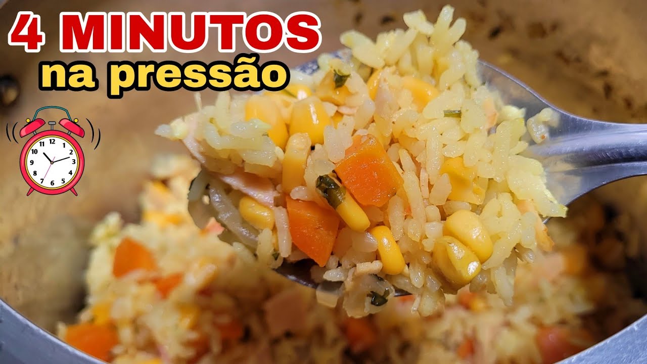 ARROZ de PREGUIÇOSO na PANELA  de PRESSÃO! ARROZ TEMPERADO na PANELA DE PRESSÃO| PRONTO EM 4 MINUTOS
