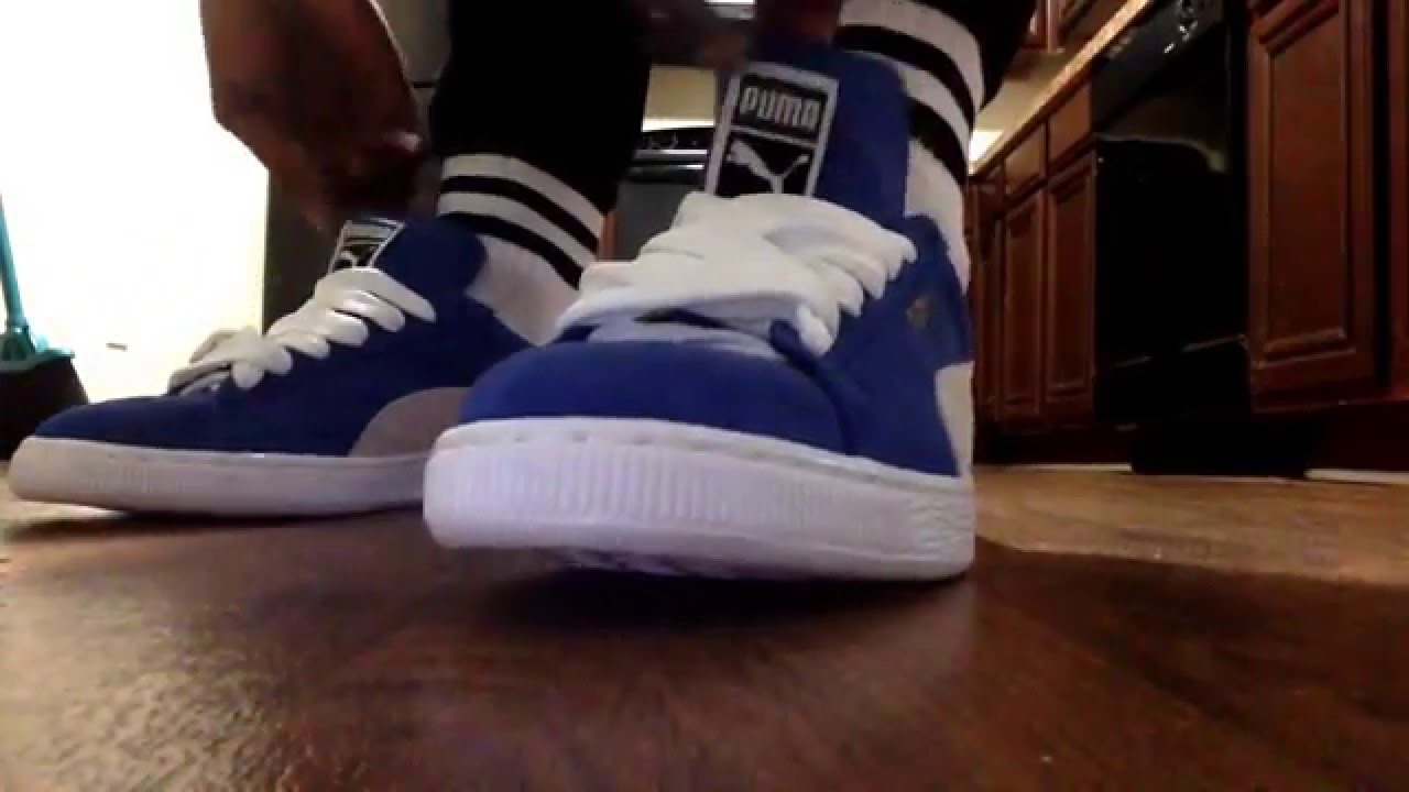 Puma suede on feet
