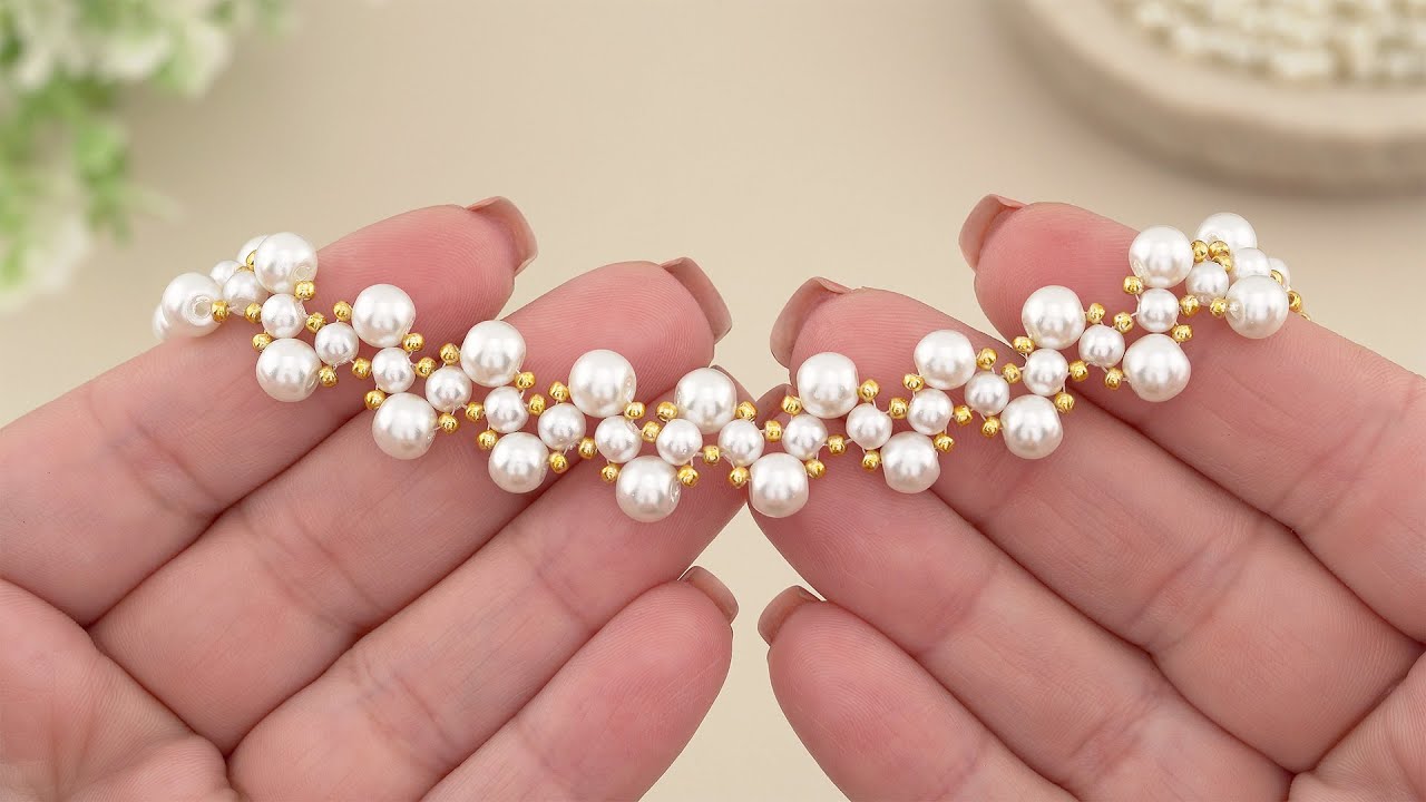 Simple Beaded Bracelet Tutorial ✨ Easy as 1-2-3 ✨ Pearl Bracelet Making at Home #diyjewelry #bijoux