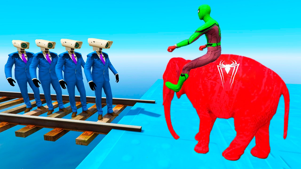Long Slide Game With Elephant Gorilla Buffalo Hippopotamus Tiger - 3d Animal Game - Funny 3d Animals