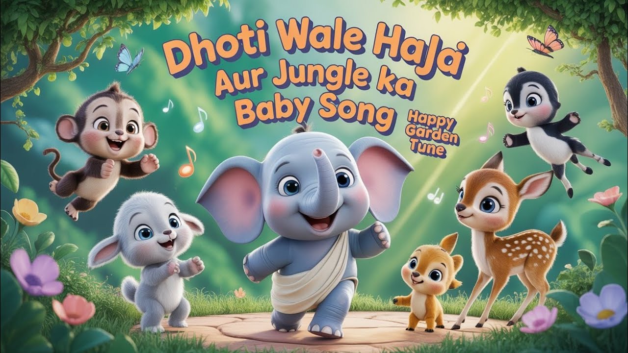 Dhoti Wale Hathi Raja aur Jungle ka Baby Song 🐘🎵 | 3D Nursery Rhyme | Happy Garden Tune