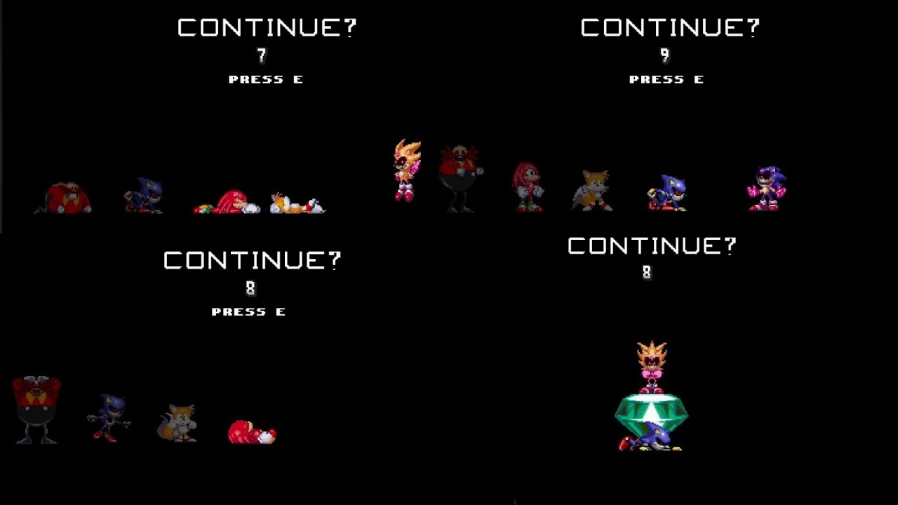 All Continue, Give Up, Secret Level And Game Over | Sonic.EXE: The Destiny
