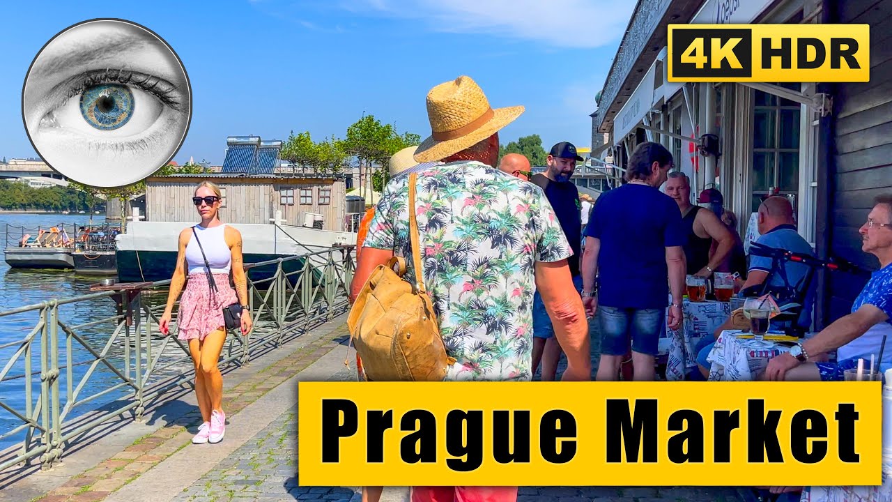 Prague Saturday Market Walking Tour: Náplavka - Rašínovo nábřeží 🇨🇿 Czech Republic in 4k HDR ASMR