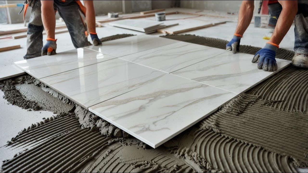 Excellent Workmanship: Professional Install Bedroom Flooring Use Large Format 80x80cm Ceramic Tiles