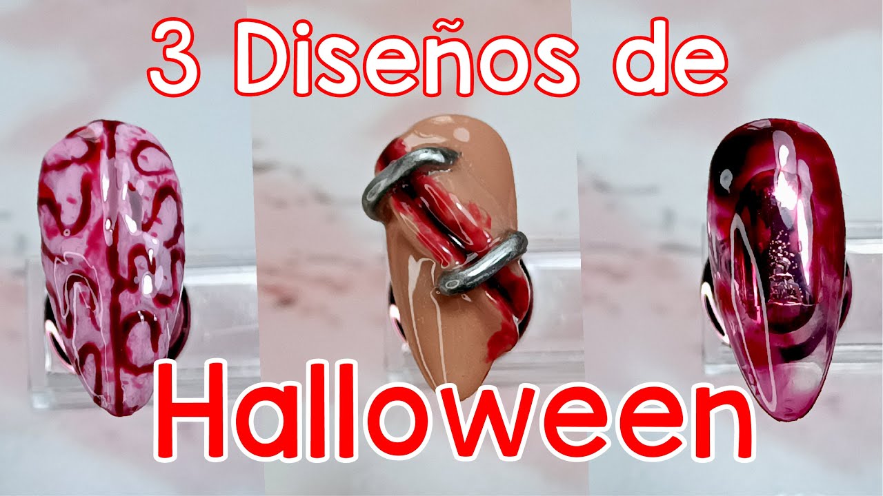 3 Diseños para HALLOWEEN | Uñas FÁCILES y REALISTAS | Gel sólido y Gelish