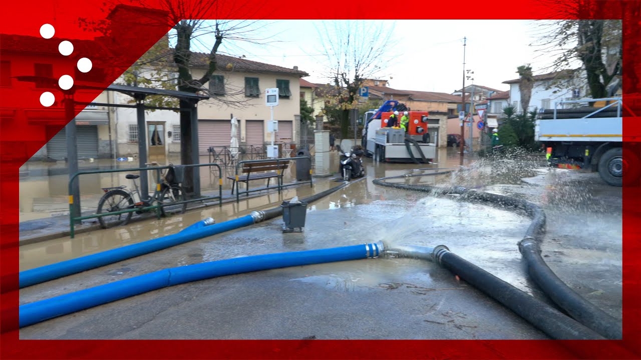 Alluvione a Campi Bisenzio, idrovore in azione nella frazione di San Piero a Ponti ancora allagata