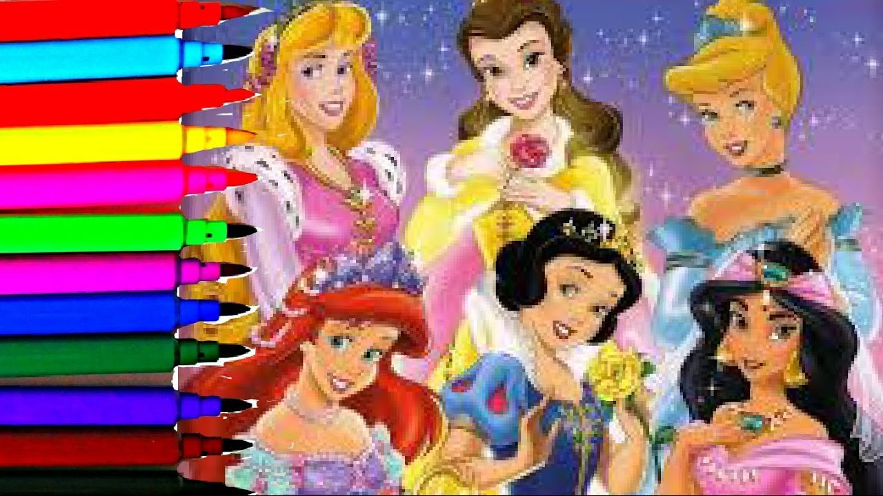 Disney Princess Coloring Book Pages Aurora Sleeping Beauty Ariel Jasmin Belle Cinerella Mulan Tiana