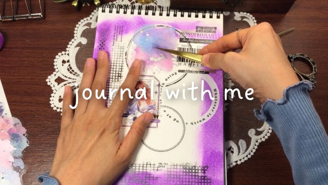 ASMR creative journaling | purple themed collage with me 💜💫