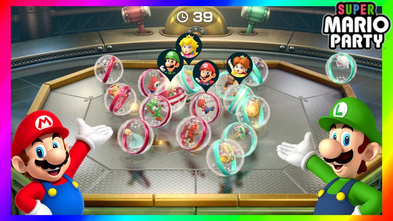 Super Mario Party Minigames Luigi vs Mario vs Peach vs Daisy