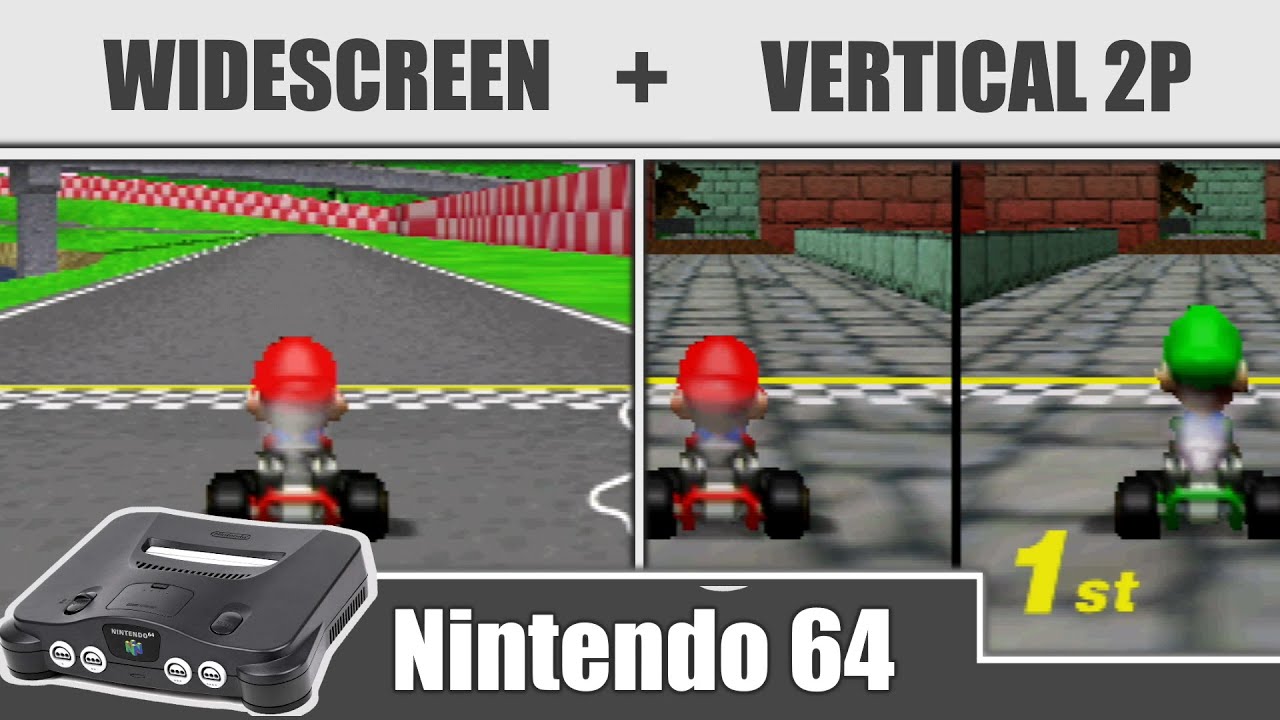 Mario Kart 64 NTSC-US Enhancement Patch on Nintendo 64 (Widescreen, Deblur, 2p Vertical, Music Fix)