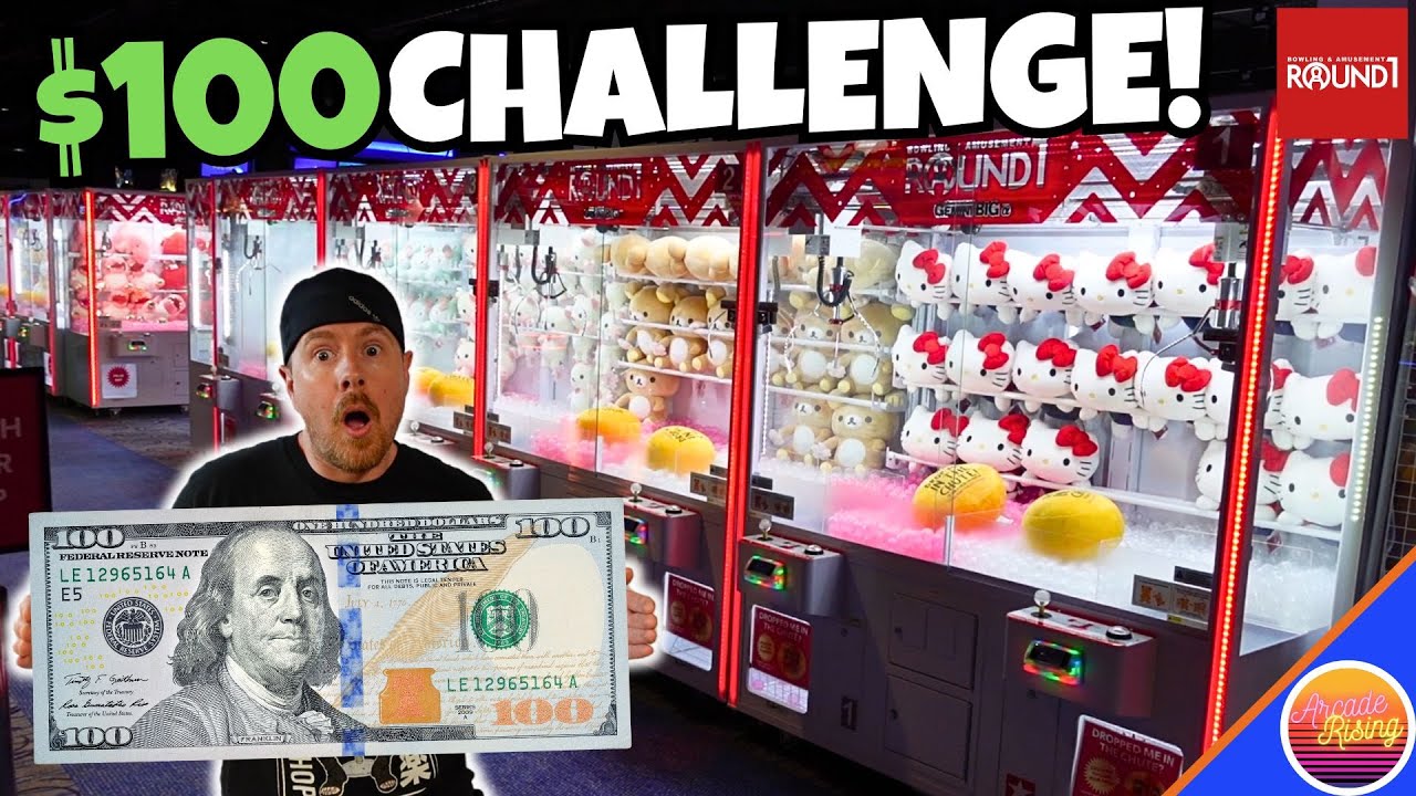 $100 CLAW MACHINE CHALLENGE (Huge New Prize Haul) at Round 1 Arcade