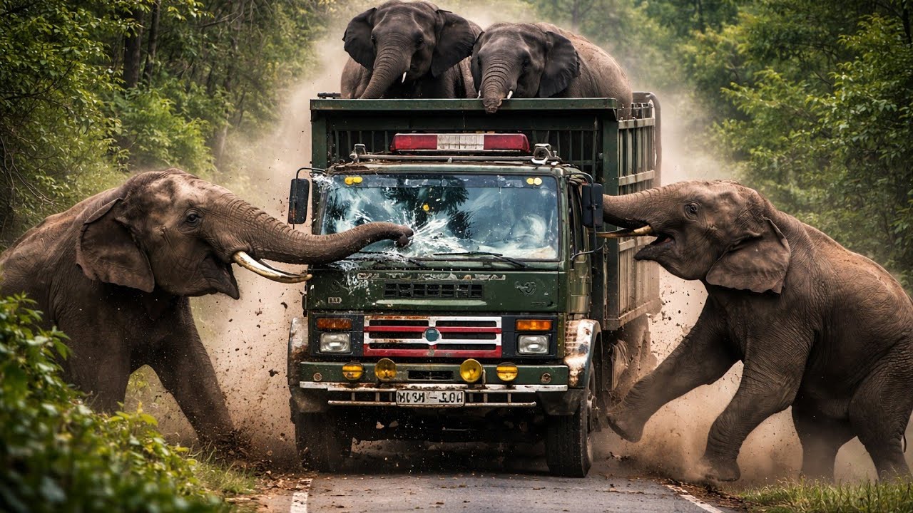 Wild Elephants ATTACK Elephant Transport Truck 😱 | Shocking Wildlife Footage.