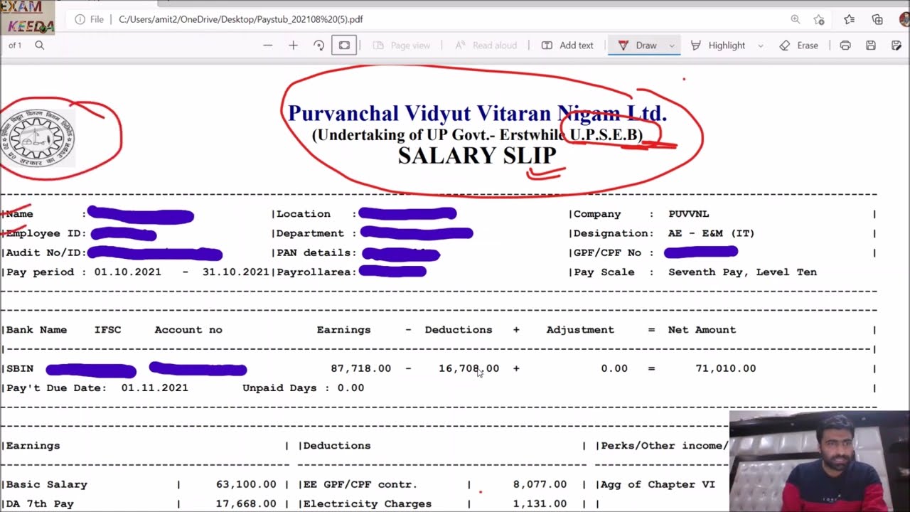 Salary slip of Uppcl AE / SDO
