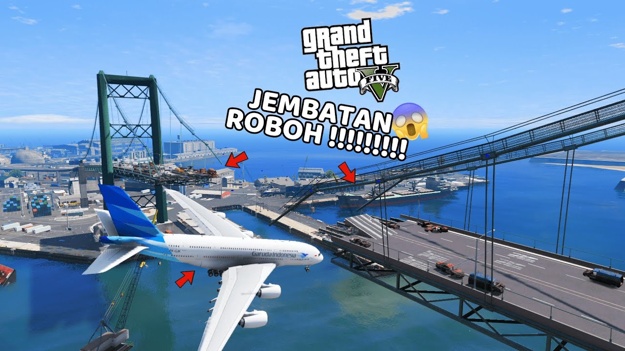 KECELAKAAN PESAWAT DAN JEMBATAN ROBOH - GTA 5 MOD