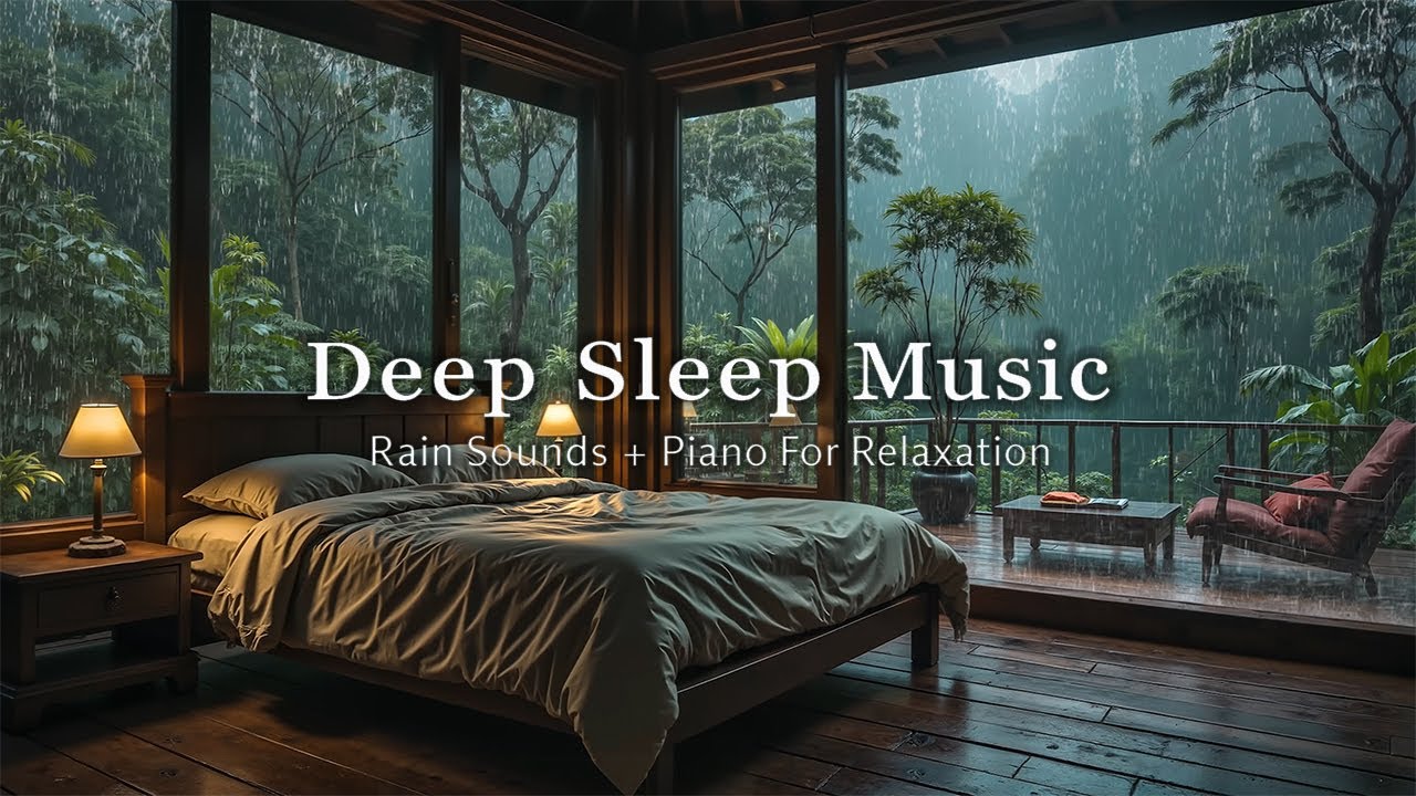 Peaceful Rainy Forest Bedroom | Relaxing Piano with Soft Rain Sounds for Deep Sleep & Stress Relief