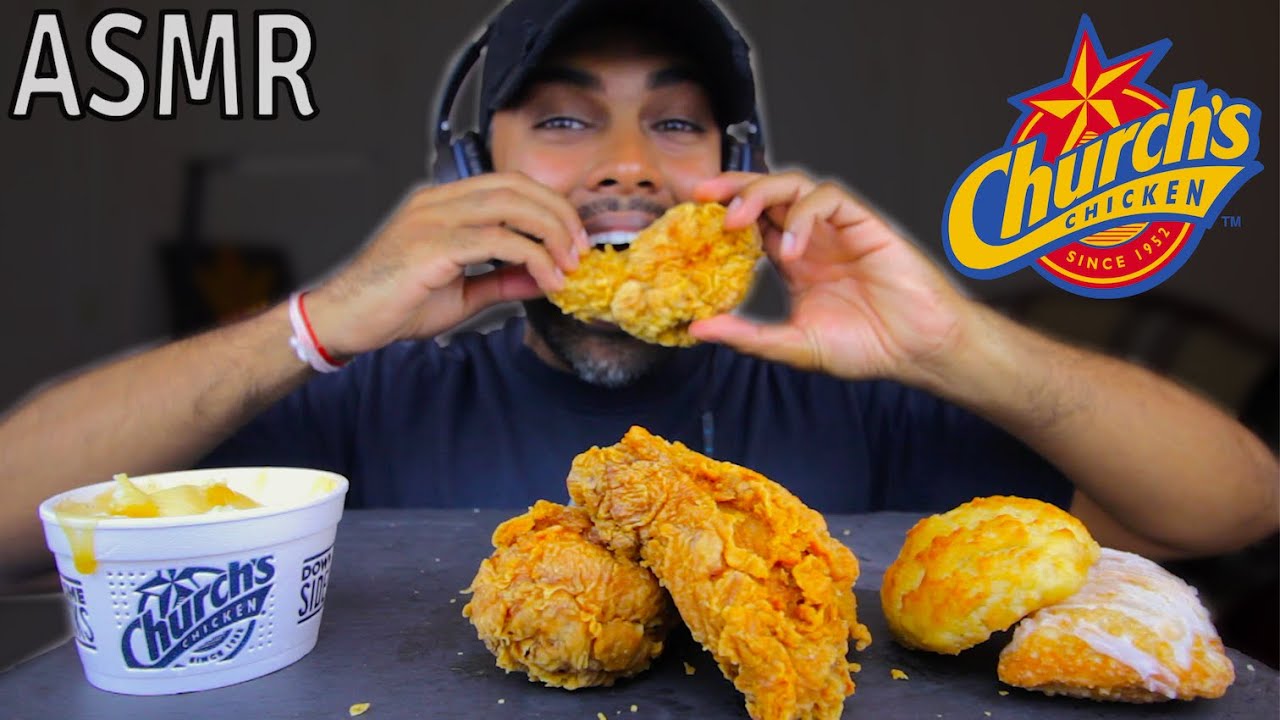 ASMR | CHURCH'S FRIED CHICKEN + MASHED POTATOES (No Talking)