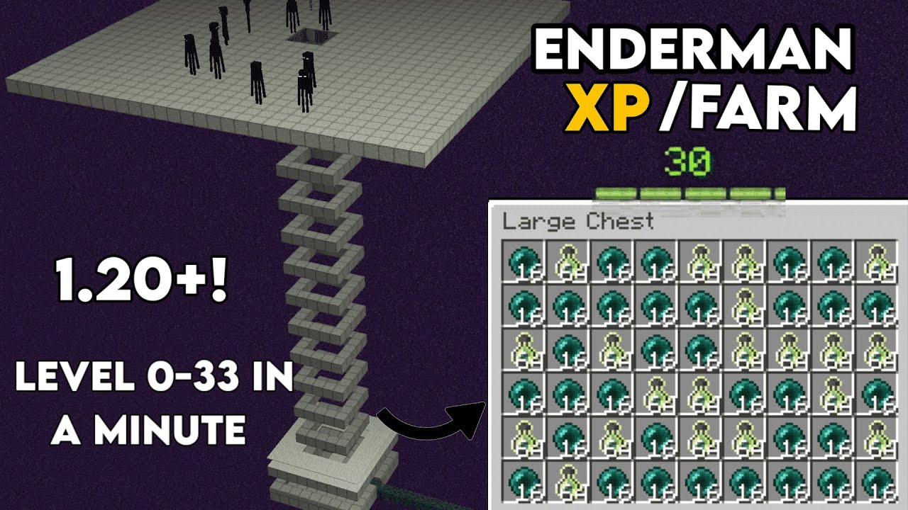 Enderman XP Farm Minecraft 1.20.4 - BEST DESIGN[BEDROCK/JAVA]