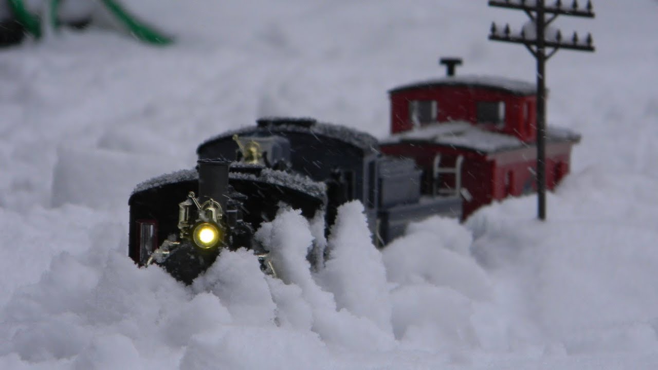 Double Heading G Scale Locomotives in Snow