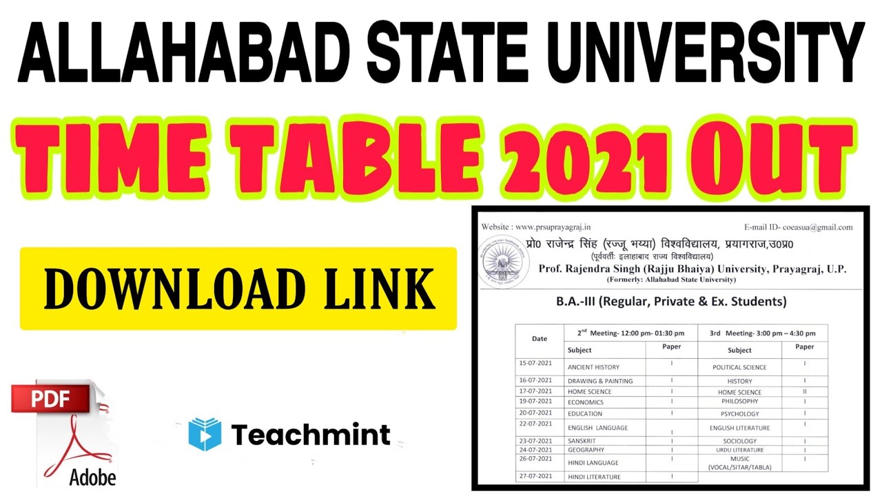 Allahabad state university time table 2021 | allahabad state university exam schedule 2021 Teachmint