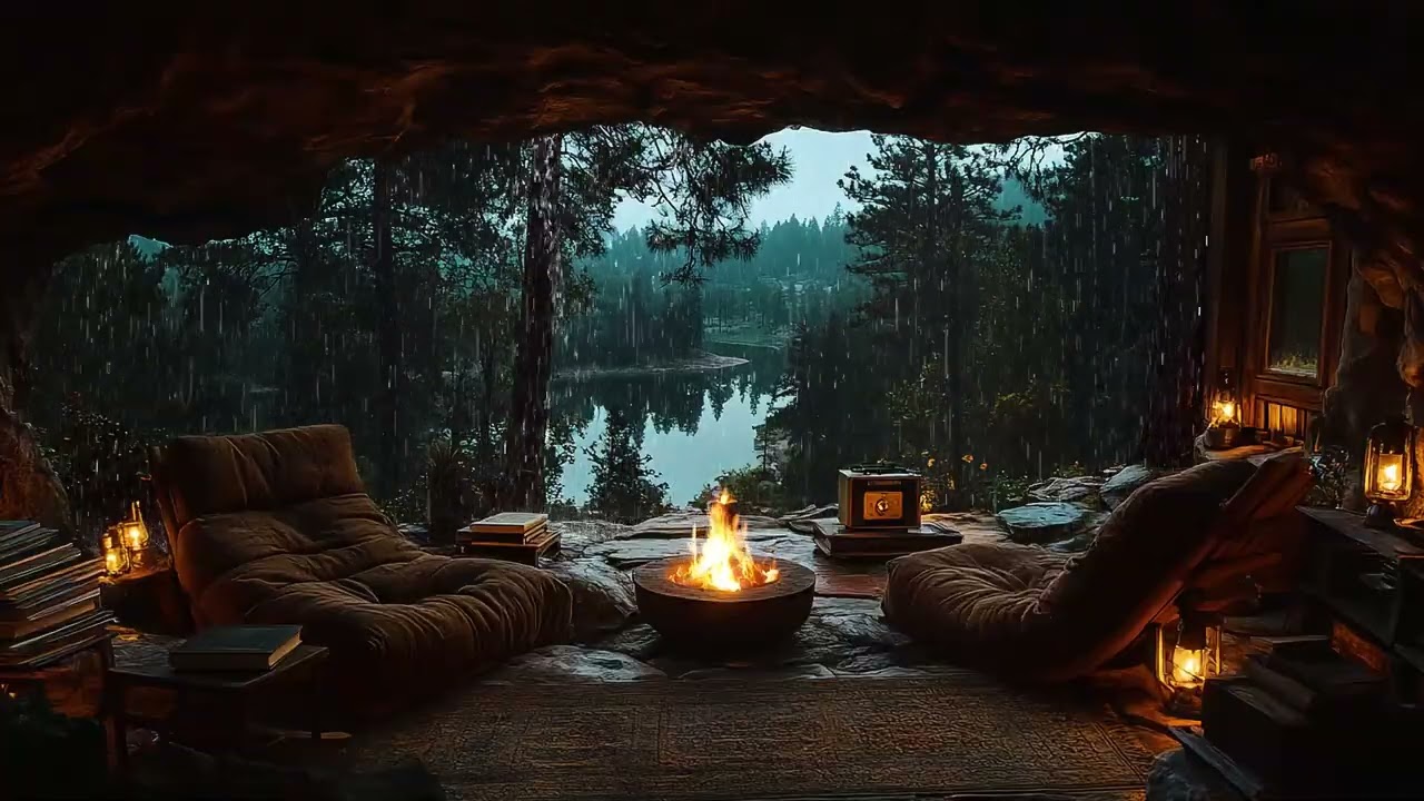 Deep Forest Rain, Thunderstorm and Fireplace Sounds for Instant Sleep - Night Calm | Rain Harmony