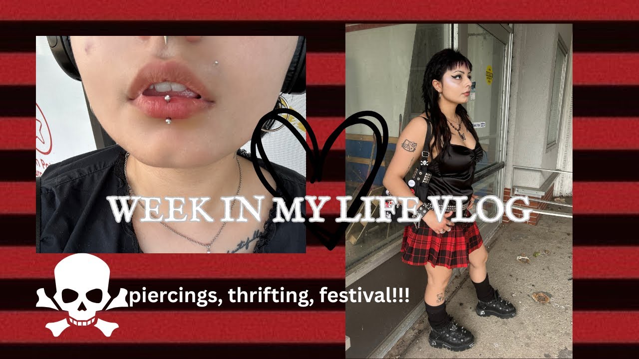 .⋆♱ vlog .⋆♱ getting my vertical labret pierced, thrifting hauls & going to Greek fest!