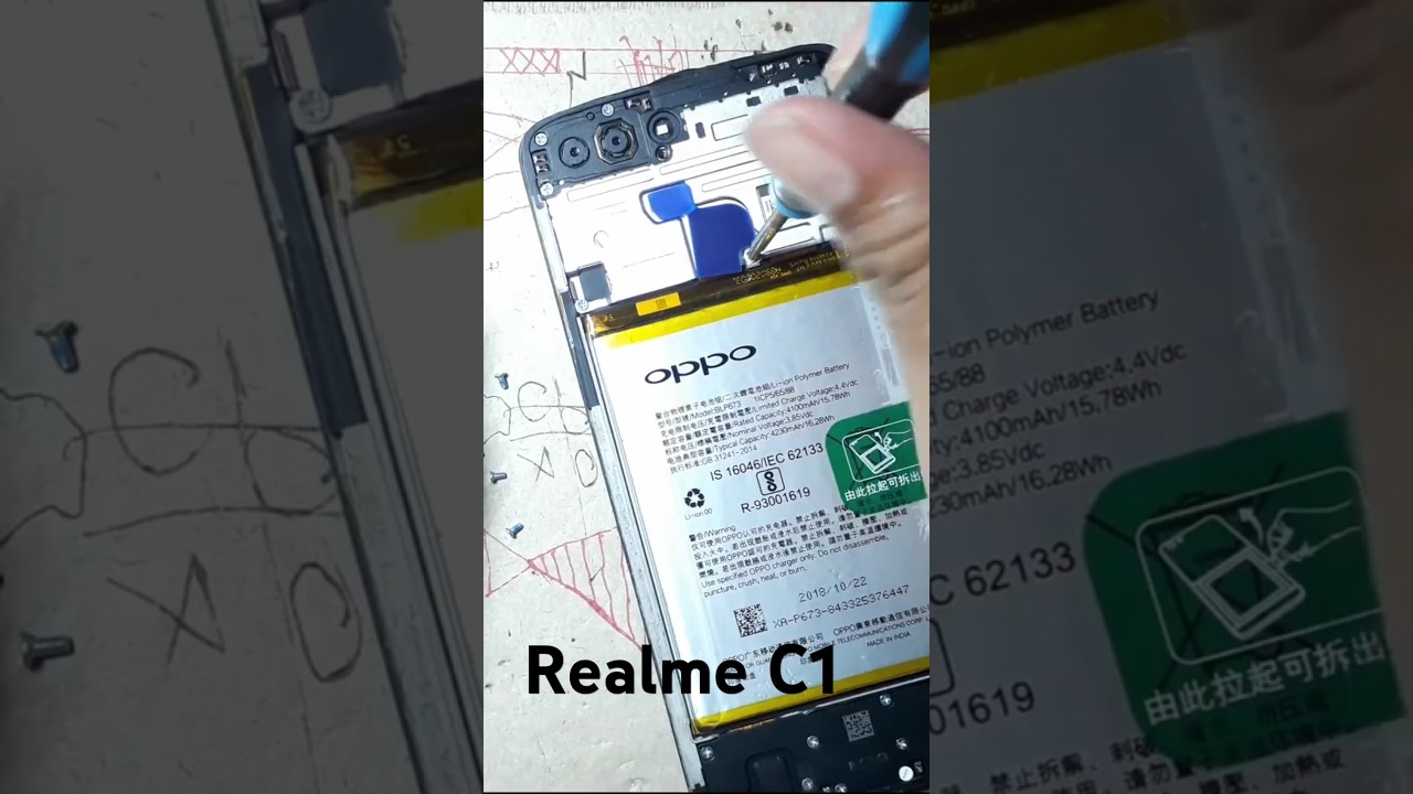 Realme C1 Battery Replacement #shorts  #smartphone #tech  #replacement #technology