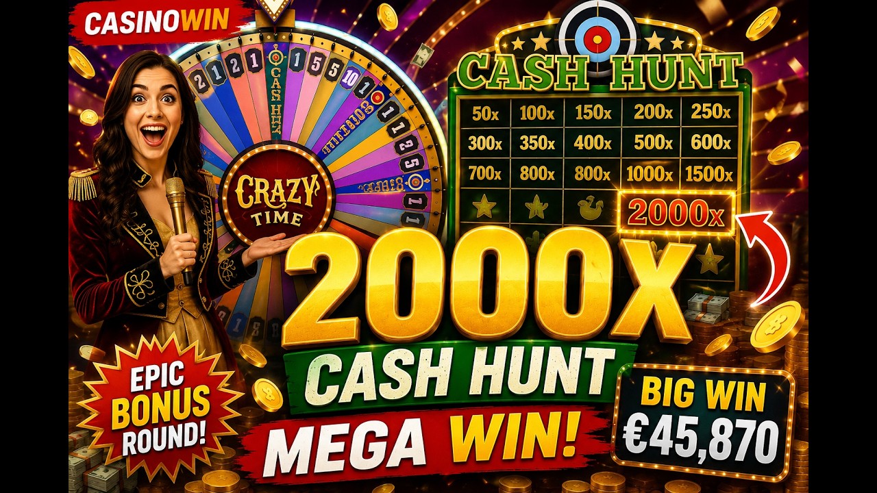 Crazy Time 2000X Cash Hunt 🔥  INSANE Mega Win  CasinoWin  Biggest Cash Hunt Bonus
