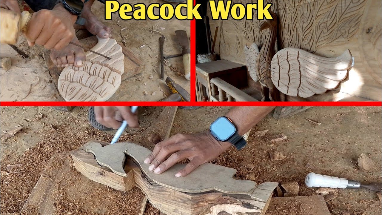 Peacock 🦚 Work Amazing Design Wood Carving Ajmat Mansuri