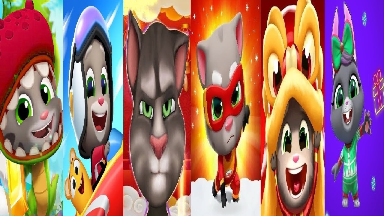 Talking Tom Gold Run VS TOM HERO DASH TOM LITTLE WARRIOR TOM SKY RUN  MY TALKING TOM Chinese Version
