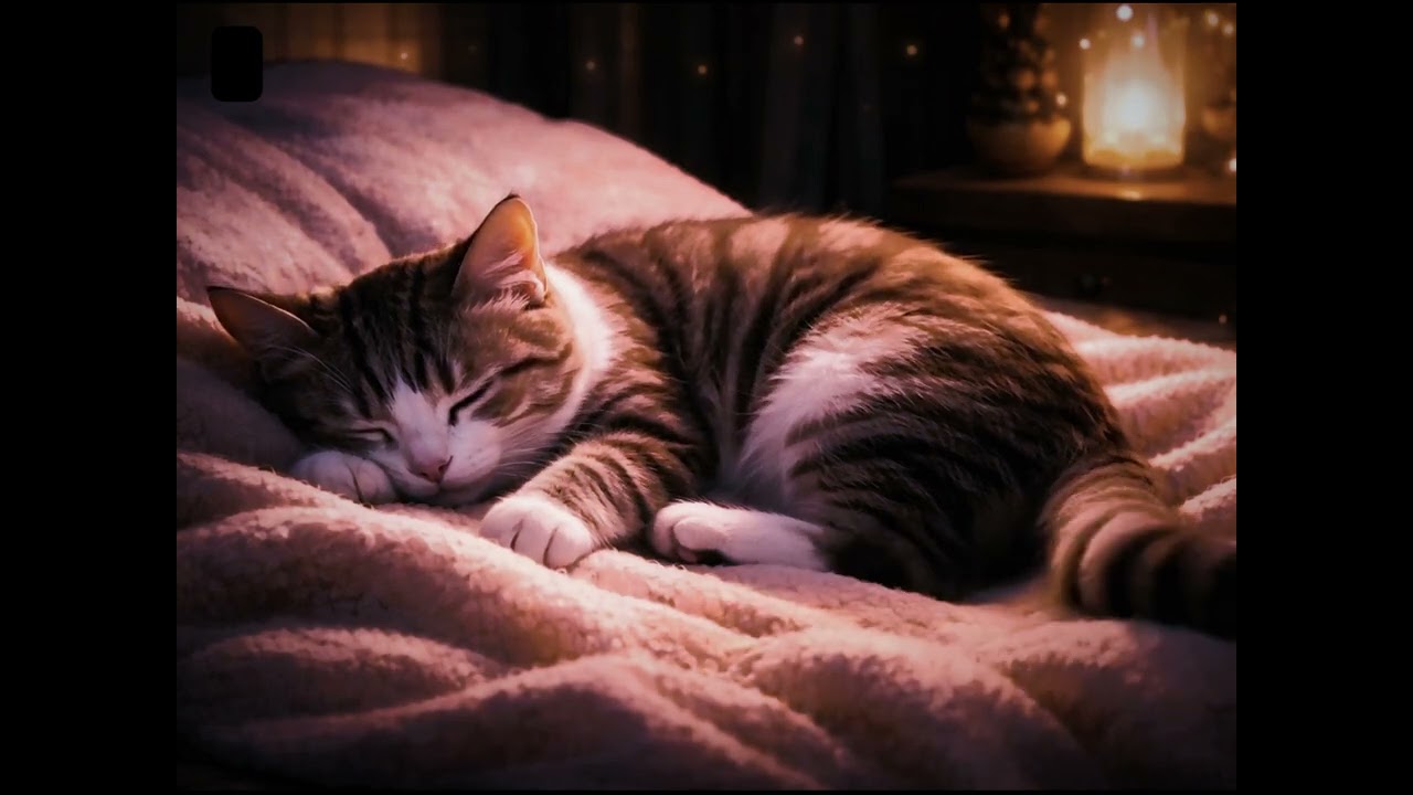 🐱 Deep Sleep Music with Sleeping Cat 🌙 Calming Night Ambience,  Relaxation & Anxiety Relief - 1 Hour