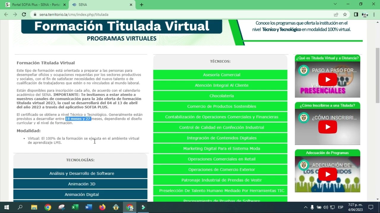 Segunda Convocatoria Virtual SENA