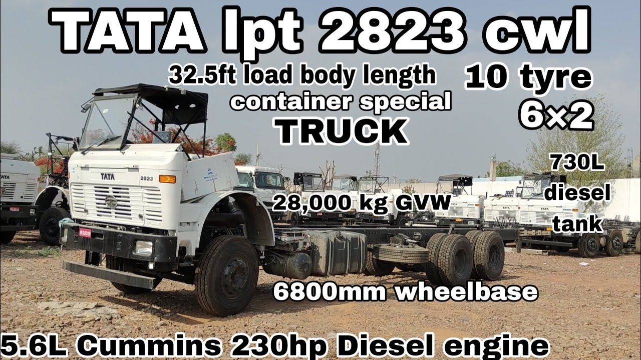 tata lpt 2823 cowl body truck chassis 28ton 230hp 32.5ft load body 10 tyre truck #tata #truck