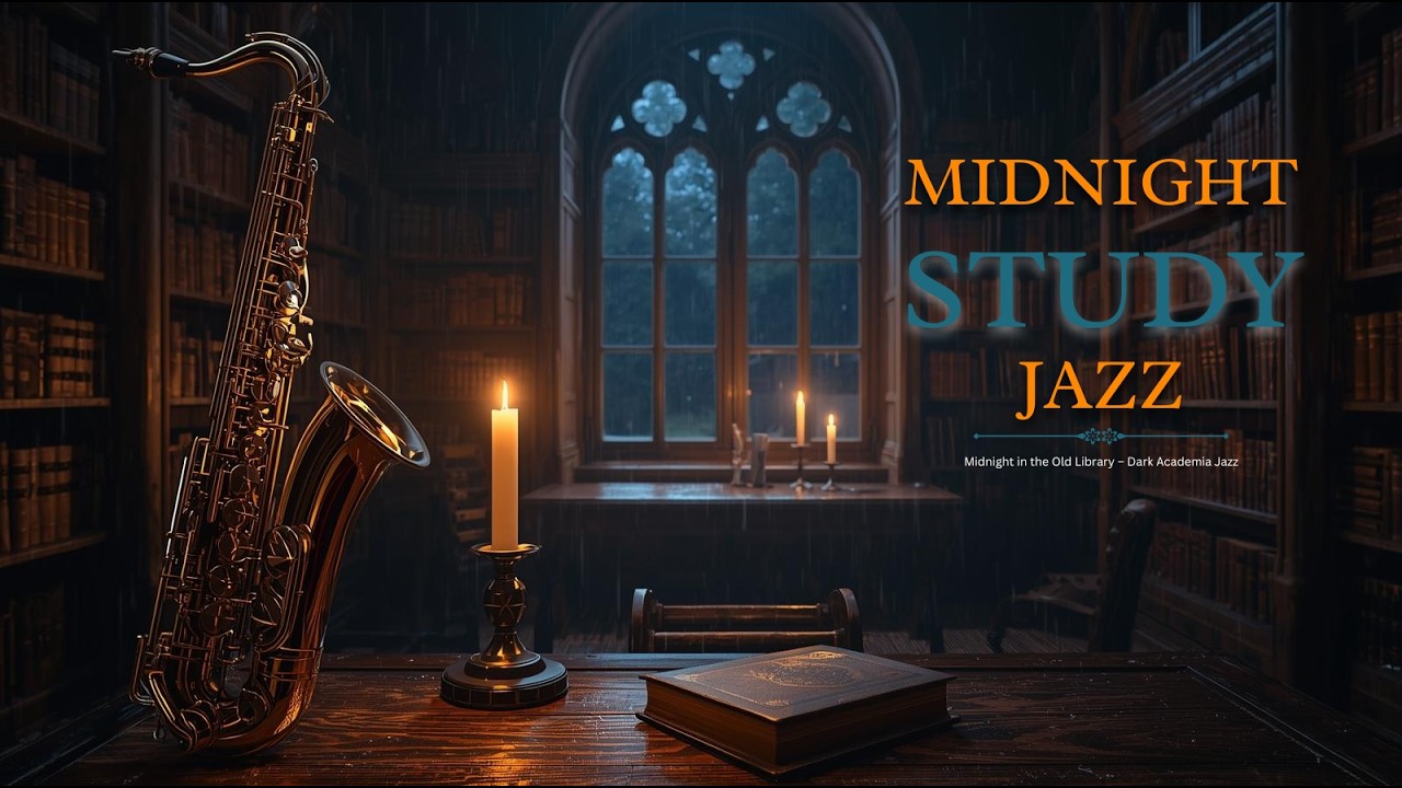 Dark Academia Jazz 🕯️ Midnight Study Music with Rain Ambience Deep Focus Sax Lounge #jazzmusic #sax