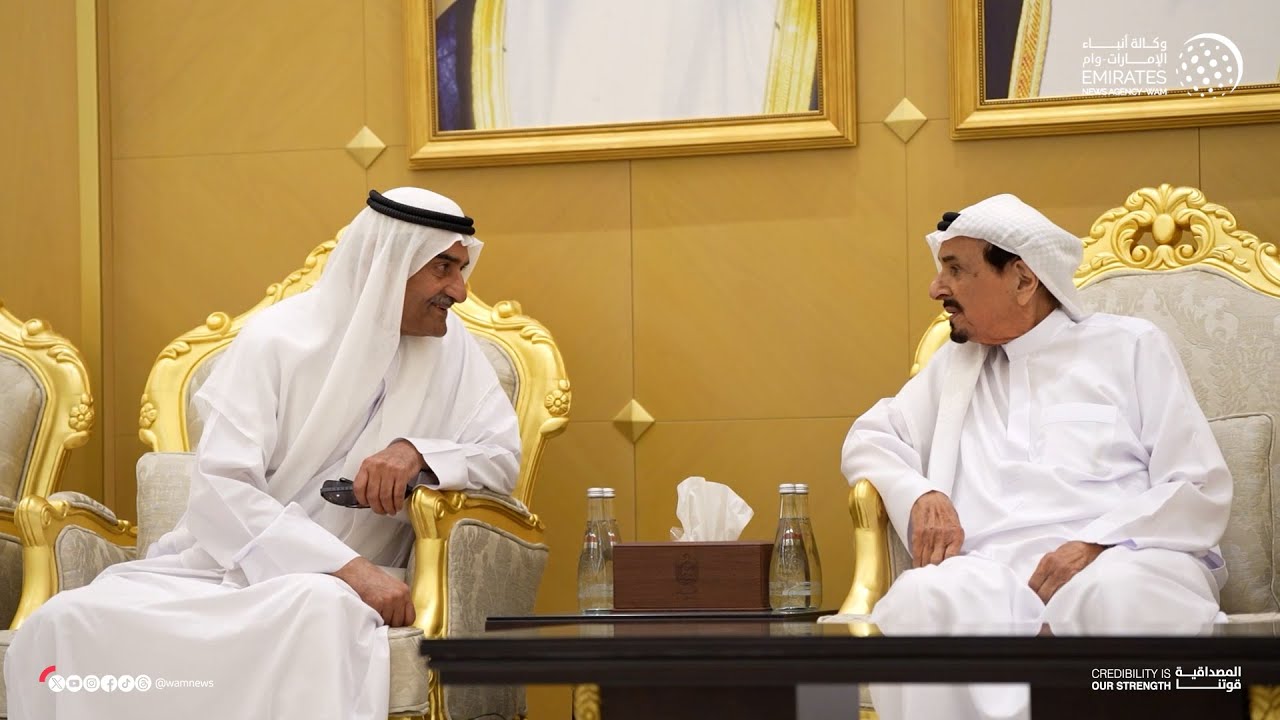 ‎حميد بن راشد النعيمي يتقبل تعازي حاكم الفجيرة والشيوخ في وفاة الشيخ سعيد بن راشد