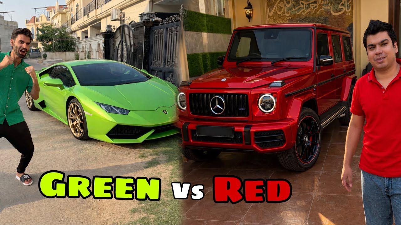 Red vs Green Colour CHALLENGE For 24 Hours 😍