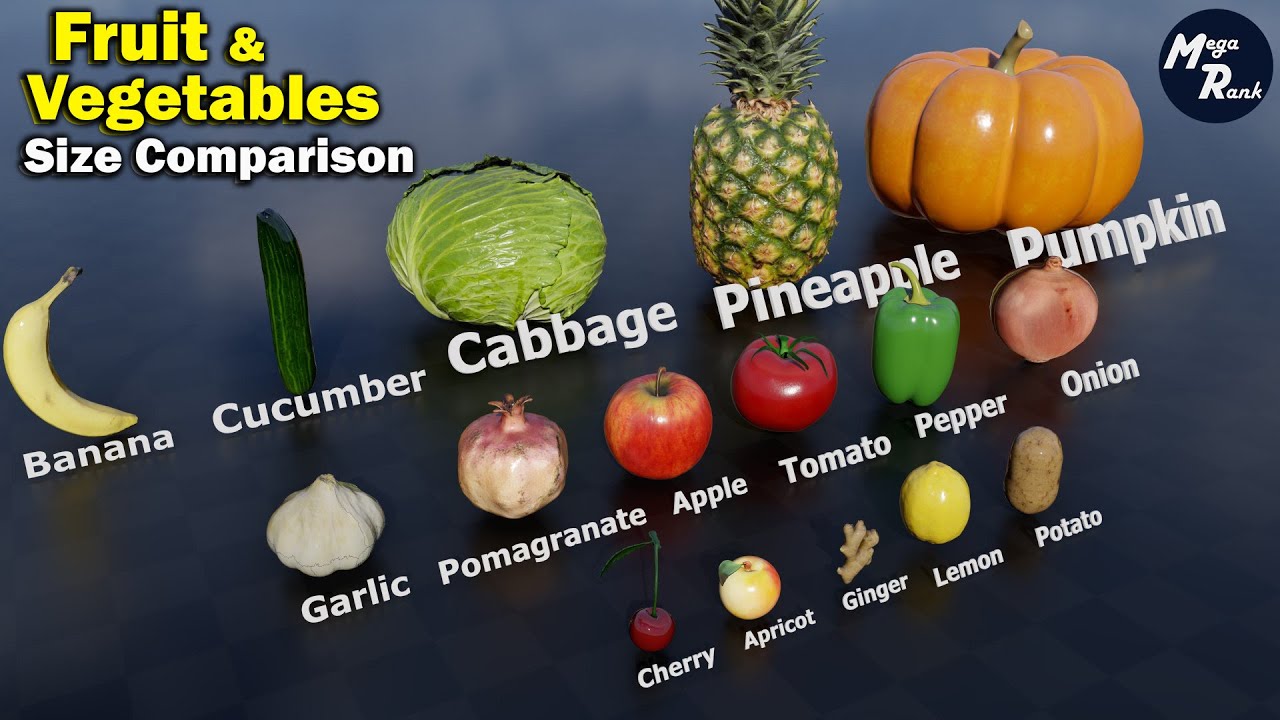 Fruit & Vegetable Size Comparison | 3D Comparison