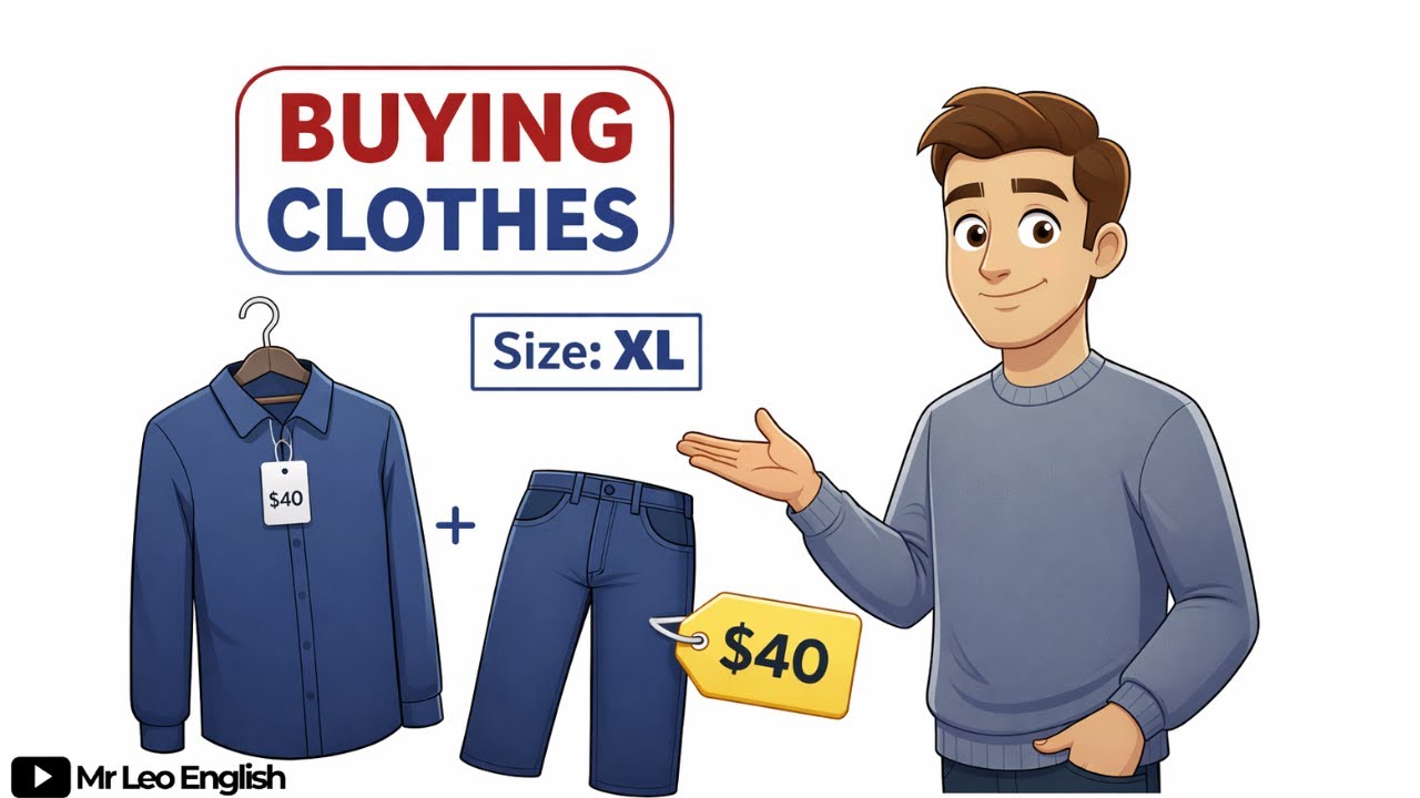 Buying Clothes in English | Price, Size, and Color | Easy A1 Conversation