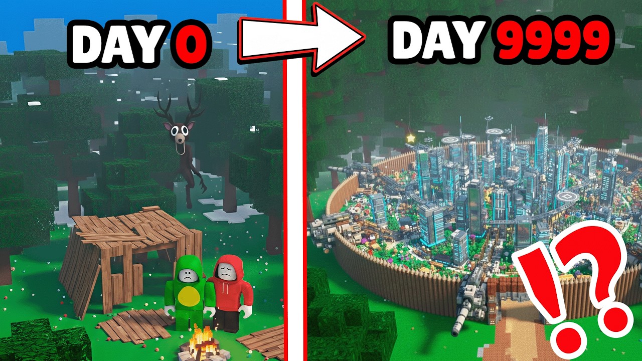 JJ and Mikey Surviving 9999 NIGHT in The Roblox Forest! - Maizen