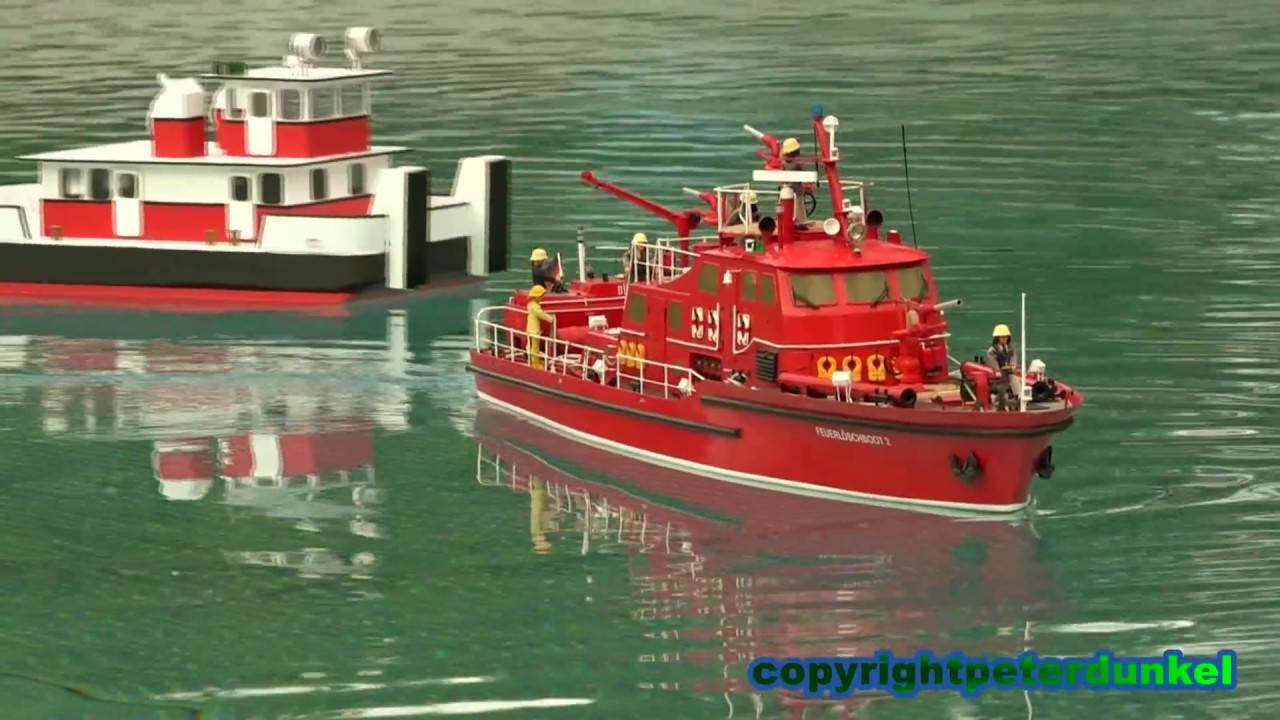 RC SUPER SCHIFF KÜSTENWACHE MELLUM DÜSSELDORF FEUERLÖSCH BOOT TAMIYA VADUZ