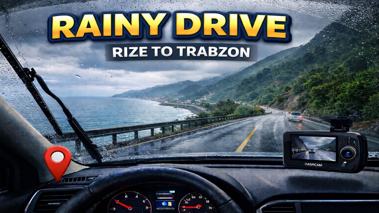 طريق ممطر من ريزه إلى طرابزون 🌧️🚗 أجواء هادئة على البحر الأسود