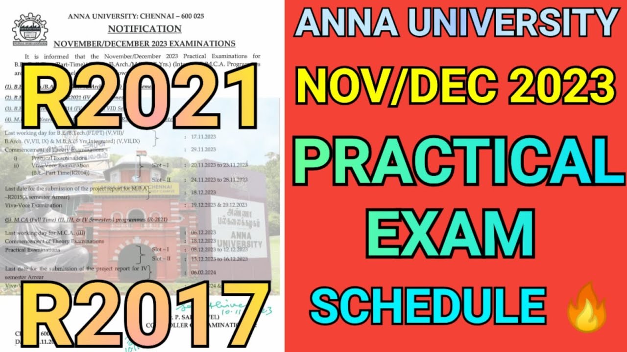 Anna University UG/PG Practical Exam Schedule Details | Engineering Practical Exam 2023 | Practical