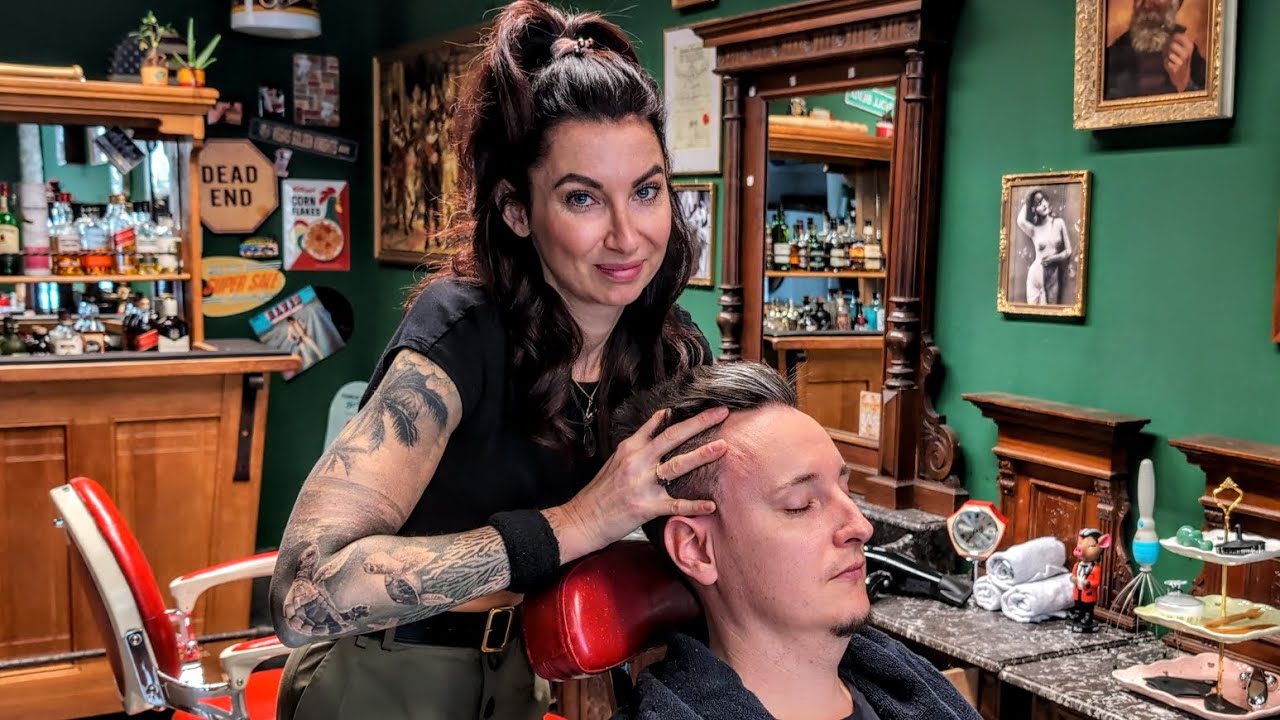 Lady Barber give a relaxing ASMR Head massage 💆🏻 quiet and peacefull sounds to come down