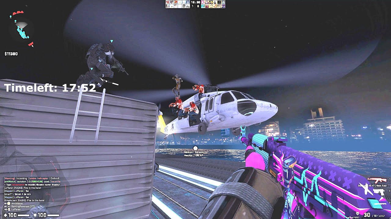 CSGO: Zombie Escape Mod - ze_Cyberpunk_X_a07 (Level 2 - Helicopter Fight) on GFL
