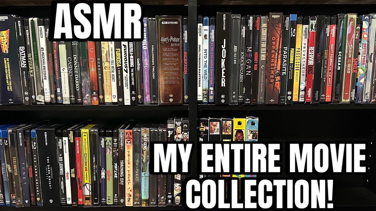 ASMR | my entire movie collection 100+ movies (VHS, DVD, Blu Ray & 4K UHD) (whisper ramble)