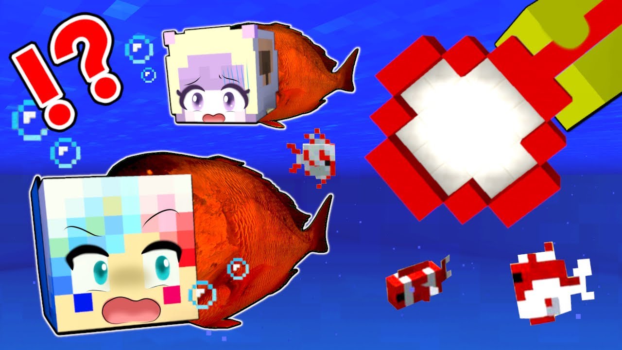 【人間金魚すくい…⁉️🐟】お祭りデートで人面魚が釣れるマインクラフト🤣【マイクラ Minecraft】ぽっぴんず